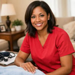 Home Care Nurse Red Top Ethnic